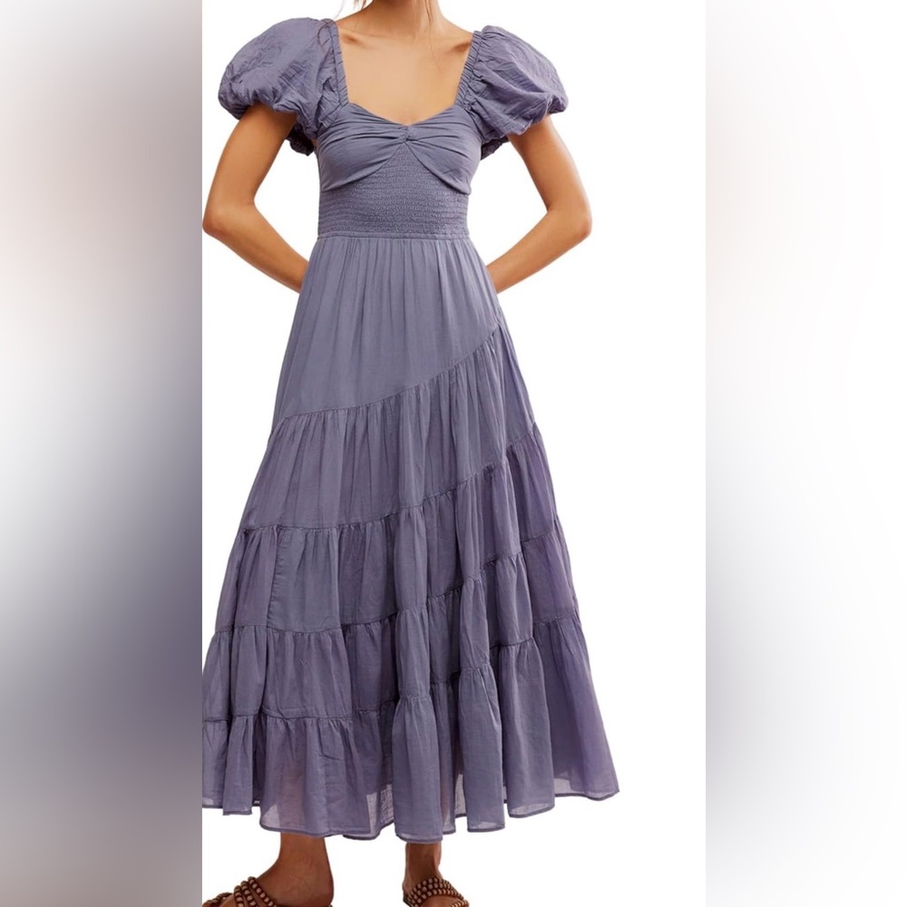 Free People Lavender Tiered Midi Dress